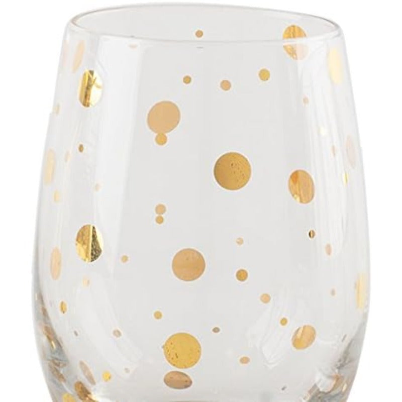 Cheers Etched Crystal Stemless Wine Glasses 470 ml Gold Effect Set of 4