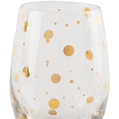 Cheers Etched Crystal Stemless Wine Glasses 470 ml Gold Effect Set of 4