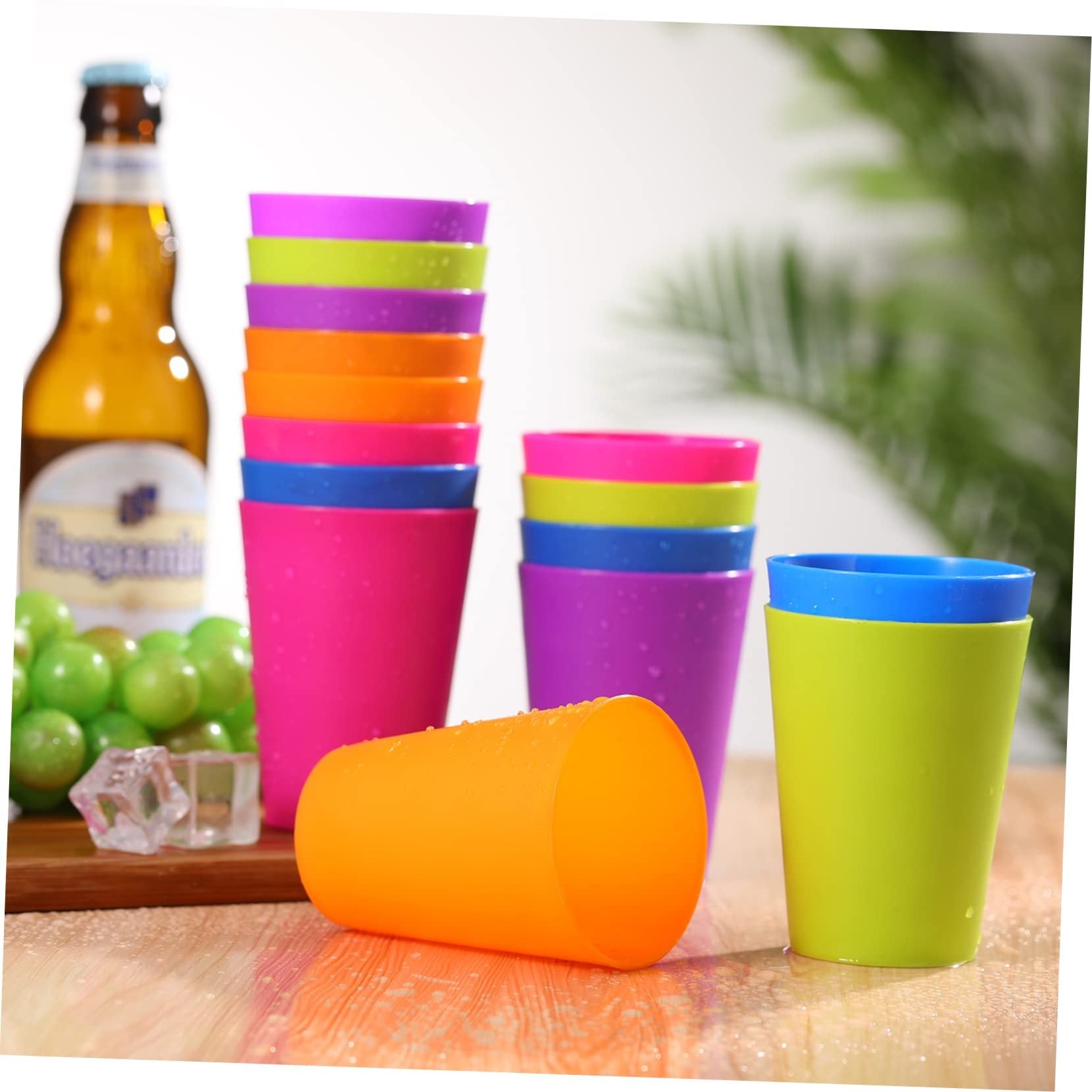 6-Piece Colorful Plastic Drinking Cup Set, Durable and Stackable, Suitable for Fruit Juice, Milk, Coffee, Ice Cream, Microwave and Dishwasher Safe, Kitchen Cup