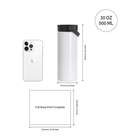 4 Pack Sublimation Bottle Blanks 30 OZ 900 ML Sports Wide Mouth Vacuum Insulated Straight Tumblers with Flip Straw and Portalbe Handle