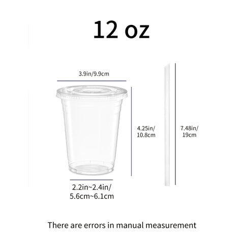 50 Sets 12oz-16oz-20oz-24oz Disposable Plastic Cups with Lids & Straws - Coffee Cold Drink Cups for Holiday Party, Halloween party, Christmas gatheringTravel, Home & Office Use, Disposable Cup, Cups Disposable