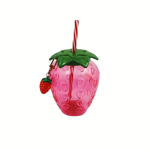 1pc Cute Strawberry Tumbler Cup 1pc Cute Transparent Strawberry Tumbler With Lid And Straw Kawaii Strawberry Cup Milk Tea Cup Fruit Cup Portable Cup Party Drinkware