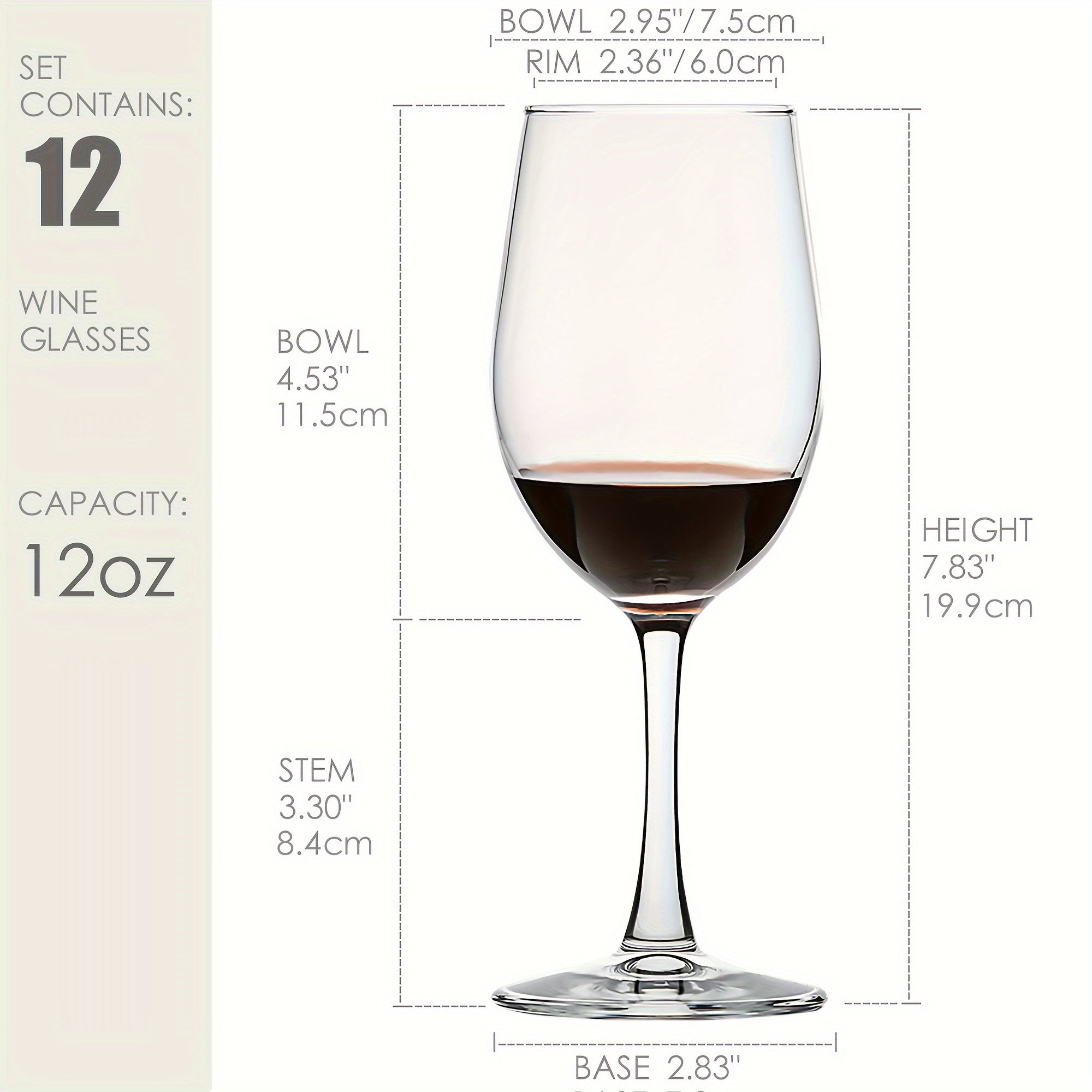 6\u002F8\u002F12pcs, 12Oz Red\u002FWhite Wine Glasses Set, Durable Long Stemmed Crystal Clear Glasses, Goblet, Perfect for Home Wedding Party Christmas Halloween&Christmas