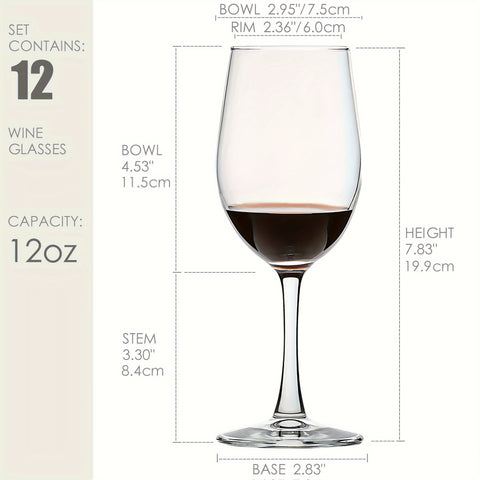 6\u002F8\u002F12pcs, 12Oz Red\u002FWhite Wine Glasses Set, Durable Long Stemmed Crystal Clear Glasses, Goblet, Perfect for Home Wedding Party Christmas Halloween&Christmas