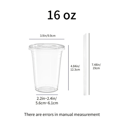 50 Sets 12oz-16oz-20oz-24oz Disposable Plastic Cups with Lids & Straws - Coffee Cold Drink Cups for Holiday Party, Halloween party, Christmas gatheringTravel, Home & Office Use, Disposable Cup, Cups Disposable