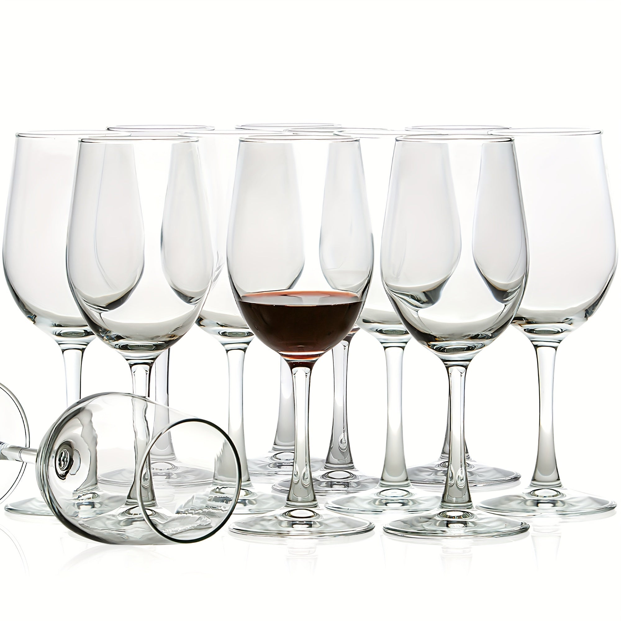 6\u002F8\u002F12pcs, 12Oz Red\u002FWhite Wine Glasses Set, Durable Long Stemmed Crystal Clear Glasses, Goblet, Perfect for Home Wedding Party Christmas Halloween&Christmas