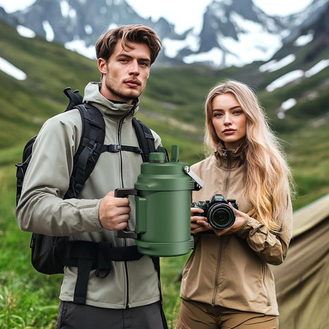 POWCAN 1 Gallon (128oz) Stainless Steel Insulated Water Bottle - 48H Hot\u002FCold Leakproof Insulated Bottle with Straw Lid & Dual Handle, Heavy-Duty 304 Grade Large Jug for Gym, Camping, Travel,, Work - -Roll Base, Wide Mouth Tumbler