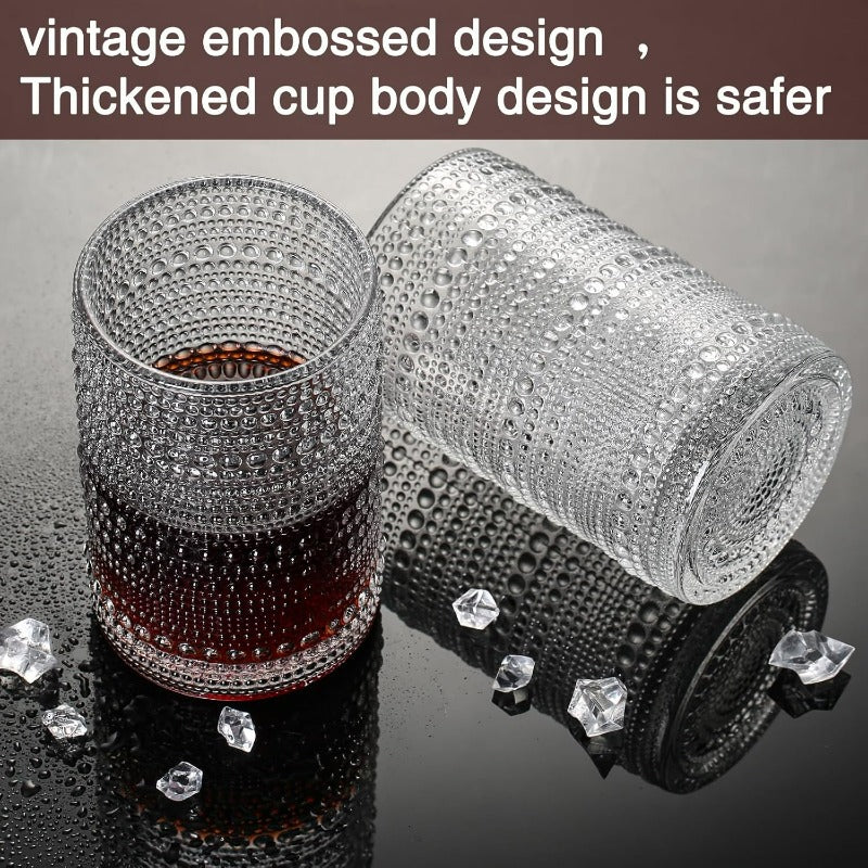 Consou Large Glasses Set of 6 15 oz Hobnail Glassware Thick Glass Heavy Base