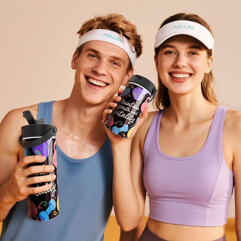 4 Pack Sublimation Bottle Blanks 30 OZ 900 ML Sports Wide Mouth Vacuum Insulated Straight Tumblers with Flip Straw and Portalbe Handle