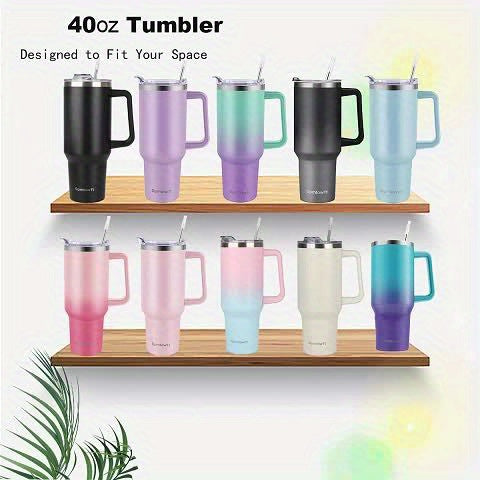 SPMTOWFT 40 Oz Tumbler with Handle, Insulated Water Bottle Carrier Bag with Lid And Straw, Reusable Stainless Steel Vacuum Insulated Cup, Leak Proof Thermal Travel Coffee Mug Cup for Cold And Hot, Phone Pocket, Office Drinkware, Gym Goers