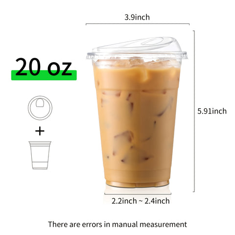 100 Sets of Plastic Cups with Lids, Frozen Cold Drink Storage Containers, Disposable Clear Ice Coffee Cups for Iced Coffees, Smoothies, Milkshakes & Takeout Beverages – Perfect for Halloween and Christmas Parties