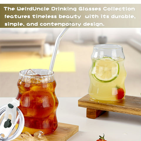 BPA-Free Glass Coffee Cups 4pcs\u002F6pcs BPA-Free Borosilicate Glass Coffee Cups with Straws | U-Shaped Insulated Tea Cups for Cold Drinks, Cloud Design, Hand Wash Only, Perfect for Labor Day & Thanksgiving Gifts