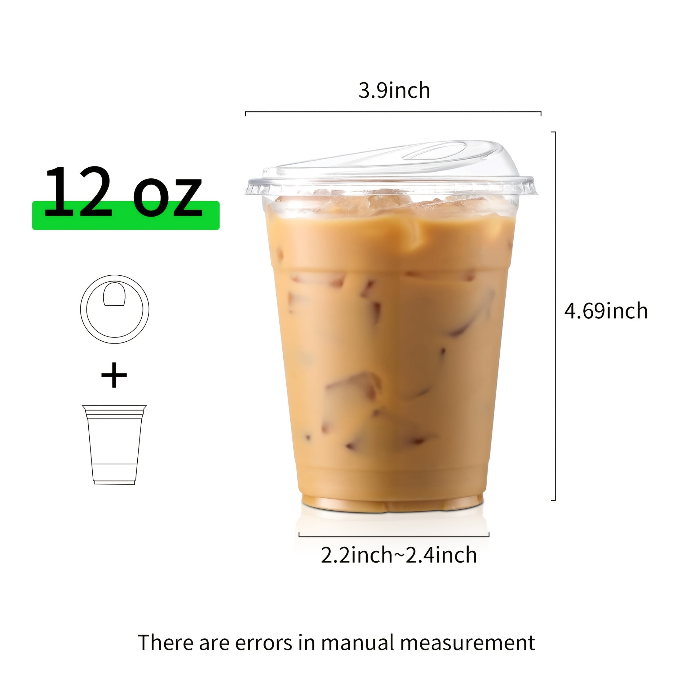 100 Sets of Plastic Cups with Lids, Frozen Cold Drink Storage Containers, Disposable Clear Ice Coffee Cups for Iced Coffees, Smoothies, Milkshakes & Takeout Beverages – Perfect for Halloween and Christmas Parties