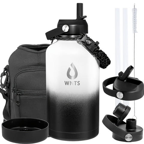 40oz\u002F64oz Insulated Stainless Steel Water Bottle - Double Vacuum Insulated to Maintain Water Temperature - Includes 2 LIDS, Straws And Brushes, Tote Bag And Carrying Ring. Suitable for Outdoor, Office. The Perfect Gift for Holidays And Birthdays