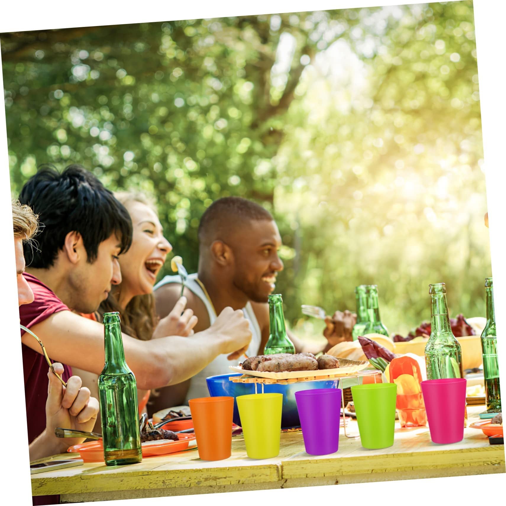 6-Piece Colorful Plastic Drinking Cup Set, Durable and Stackable, Suitable for Fruit Juice, Milk, Coffee, Ice Cream, Microwave and Dishwasher Safe, Kitchen Cup