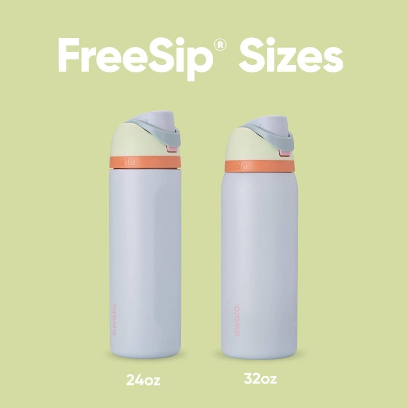 FreeSip 24oz Insulated Stainless Steel Water Bottle with Straw - Double-Wall Vacuum Insulated Insulated Bottle, BPA-Free, Leakproof & Dishwasher Safe, Ergonomic Grip & Straw Lid for Gym, Travel, School, Outdoor - Green with Orange Accent