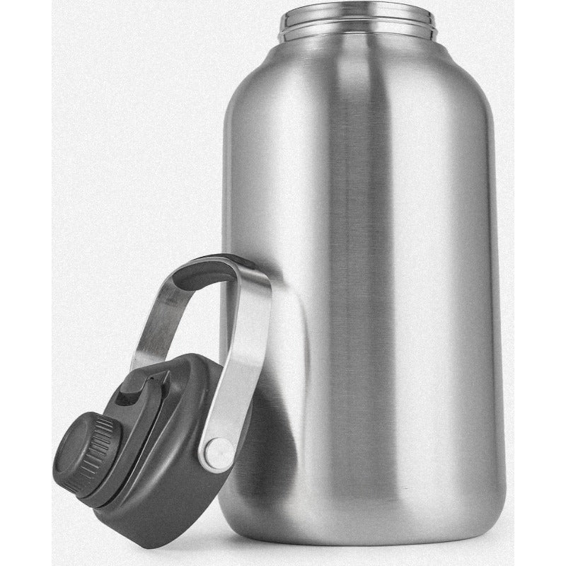 One Gallon Water Bottle 128oz Stainless Steel Insulated Water Bottle For Hot Cold Drinks BPAFree Wide Mouth LeakProof Big Water Jug With Handle For Sports Travel Hinking Camping Silver