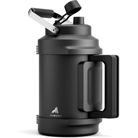 POWCAN 1 Gallon (128oz) Stainless Steel Insulated Water Bottle - 48H Hot\u002FCold Leakproof Insulated Bottle with Straw Lid & Dual Handle, Heavy-Duty 304 Grade Large Jug for Gym, Camping, Travel,, Work - -Roll Base, Wide Mouth Tumbler