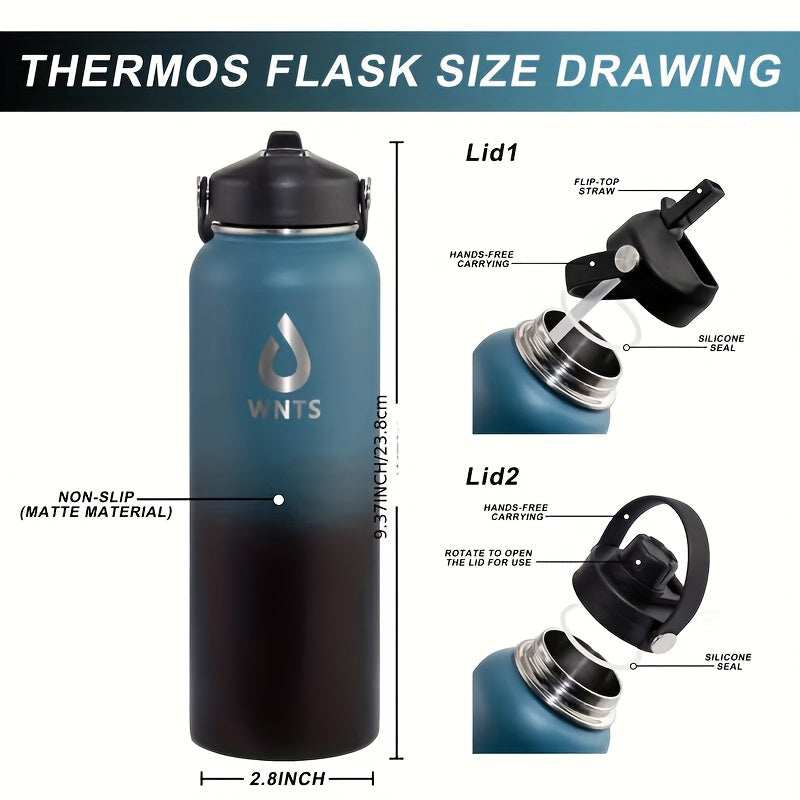40oz\u002F64oz Insulated Stainless Steel Water Bottle - Double Vacuum Insulated to Maintain Water Temperature - Includes 2 LIDS, Straws And Brushes, Tote Bag And Carrying Ring. Suitable for Outdoor, Office. The Perfect Gift for Holidays And Birthdays