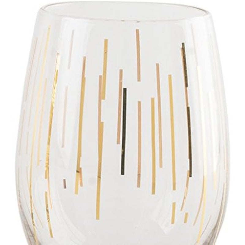 Cheers Etched Crystal Stemless Wine Glasses 470 ml Gold Effect Set of 4
