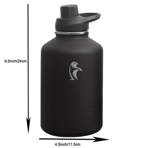 64\u002F128 Oz Water Bottle Insulated With PU Leather Sleeve, Half Gallon Water Bottle Color Contrast With Straw Lids, Stainless Steel Metal Large Water Jug, Keep Cold 48h Hot 24h, Black\u002FPurple