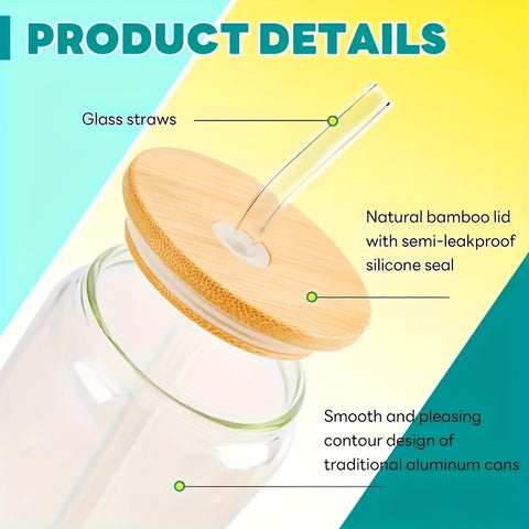 6\u002F8\u002F16pcs Glasses, 16oz Insulated Glasses with Lids And Straws, Jar Glasses for Gifts, Parties, Drinking Glass Sets, Iced Coffee Mugs, Cute Tea Mugs, Homemade Drinking Glasses.