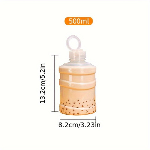 Leak-Proof Drink Cup 500ml Leak-Proof Plastic Cold Drink Cup | Recyclable, Hand Wash Only, Geometric Pattern, Multi-Purpose Beverage Container for Bubble Tea, Juice, Smoothies - Leadfree Material