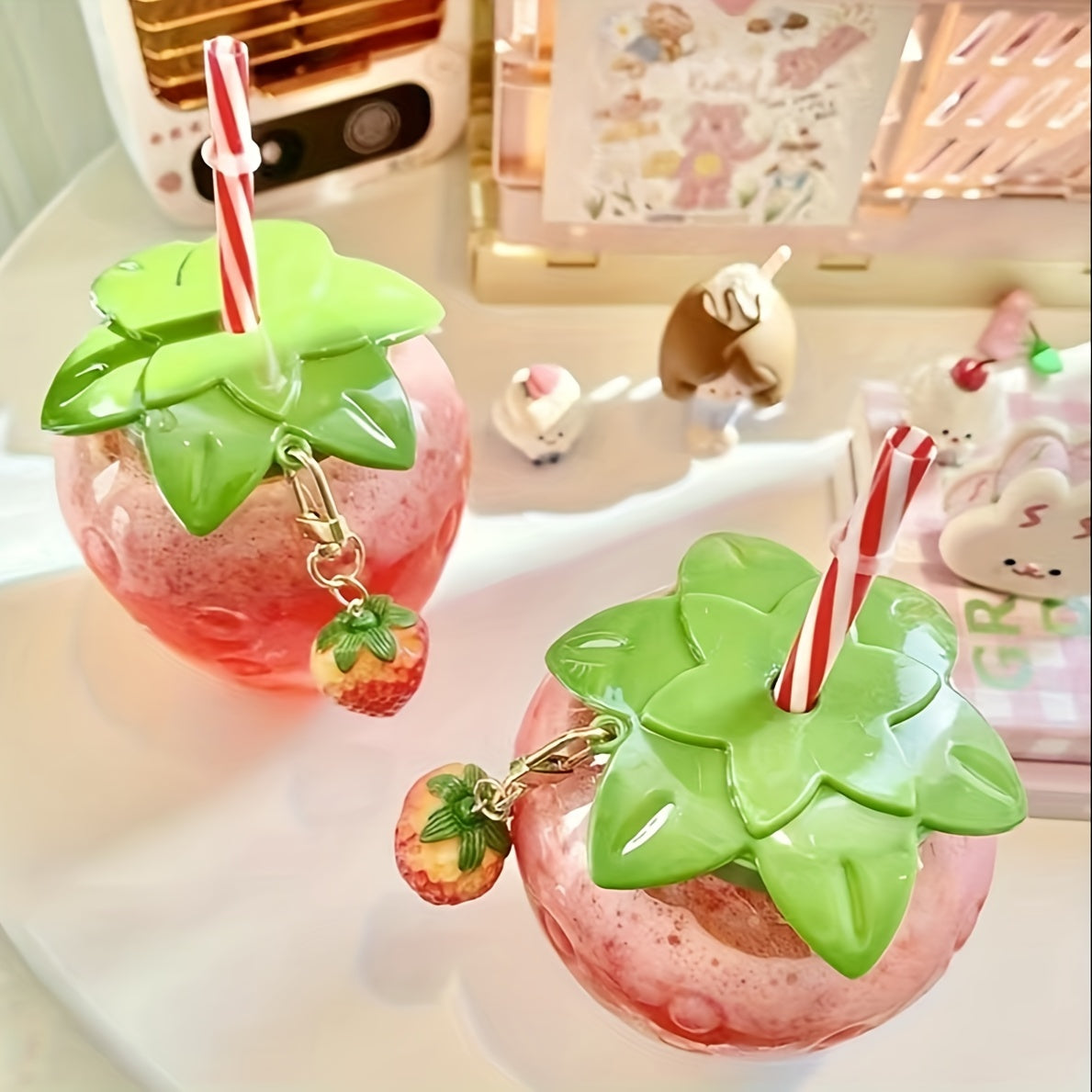 1pc Cute Strawberry Tumbler Cup 1pc Cute Transparent Strawberry Tumbler With Lid And Straw Kawaii Strawberry Cup Milk Tea Cup Fruit Cup Portable Cup Party Drinkware