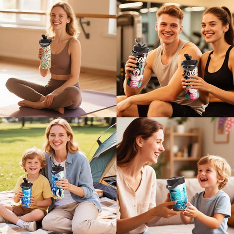 4 Pack Sublimation Bottle Blanks 30 OZ 900 ML Sports Wide Mouth Vacuum Insulated Straight Tumblers with Flip Straw and Portalbe Handle